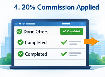 Discriminação da fatura a mostrar o cálculo automático de comissão de 20 percent na plataforma ExusTrans